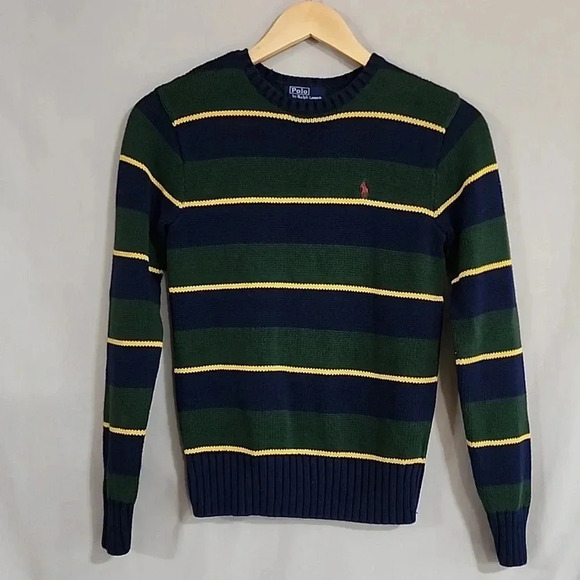 Boys Polo by Ralph Lauren Striped Knit Sweater, Blue/Green, Size 12/14, PreOwned - Picture 2 of 7
